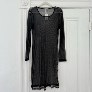 Forever 21 Black Sheer Long Sleeve Dress